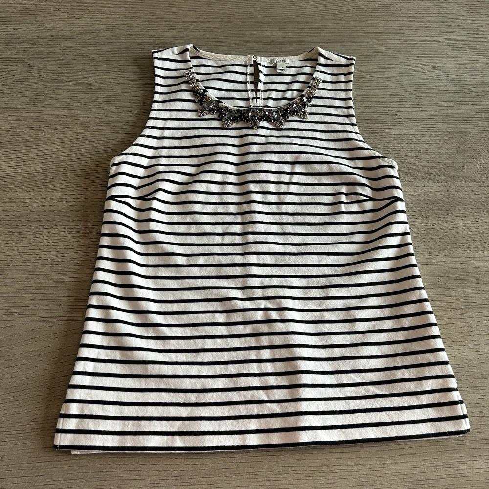 Women's J. Crew Jeweled Collar Striped Sleeveless Shirt, Size XS